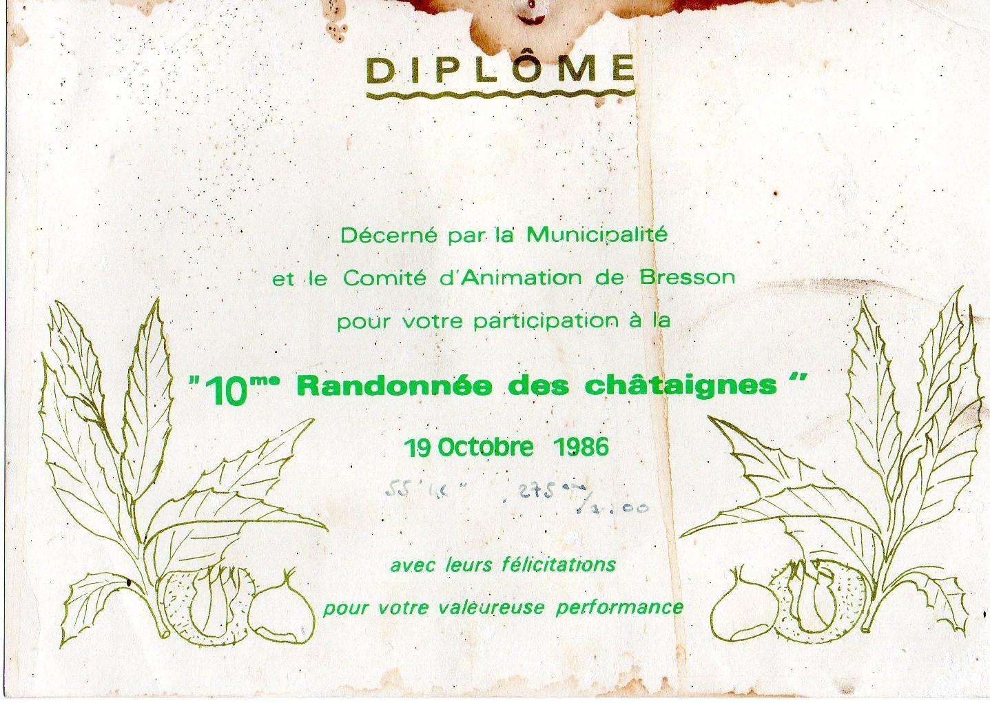 Cross des châtaignes 1977 à 1989 Programme